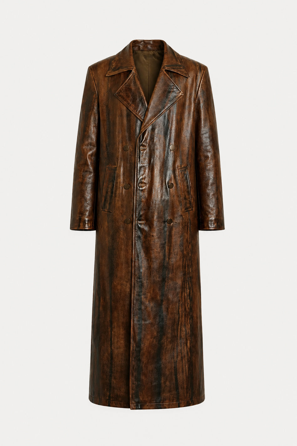 Woodgrain Leather Coat