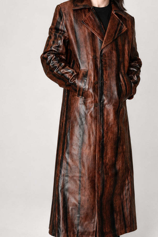 Woodgrain Leather Coat
