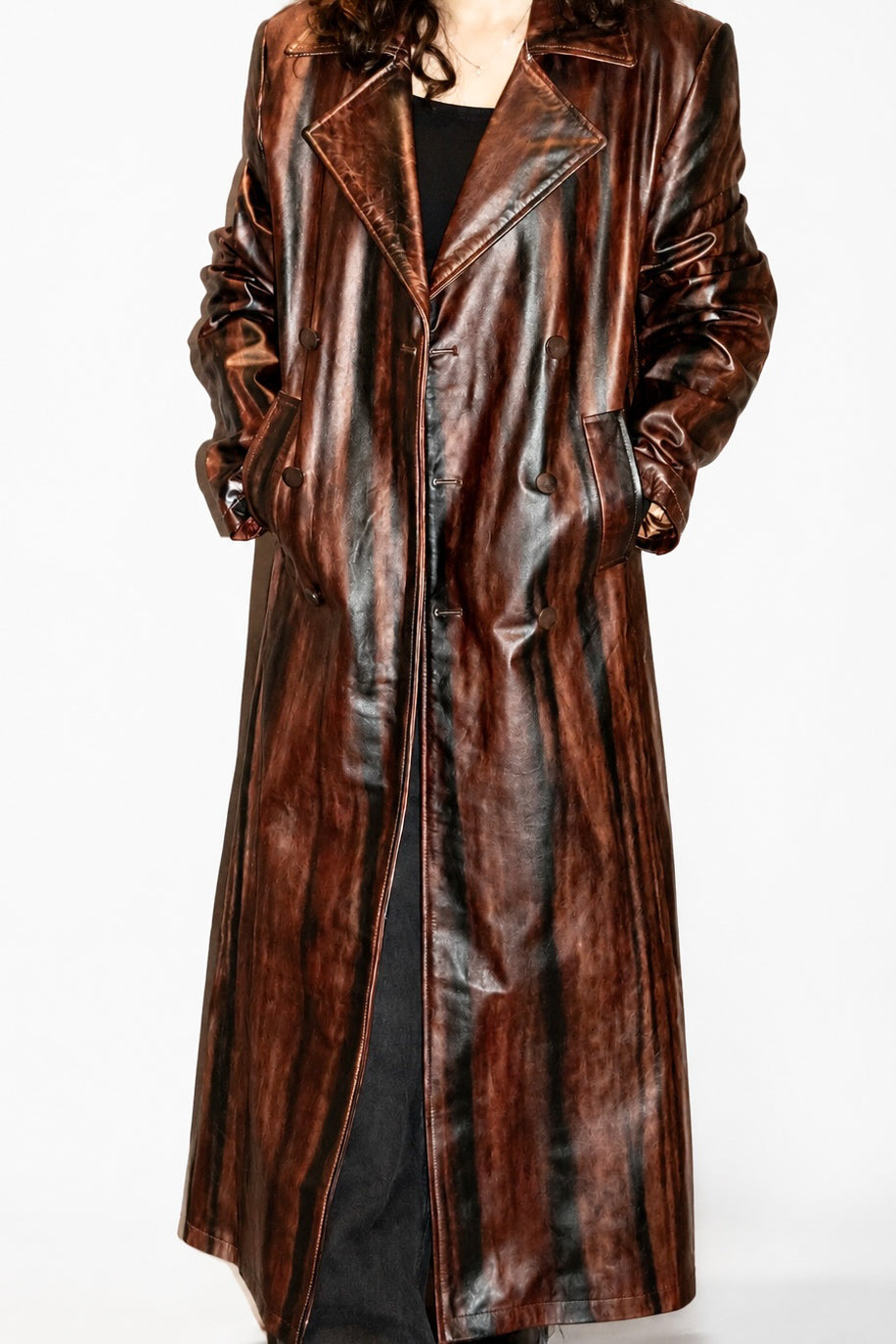 Woodgrain Leather Coat