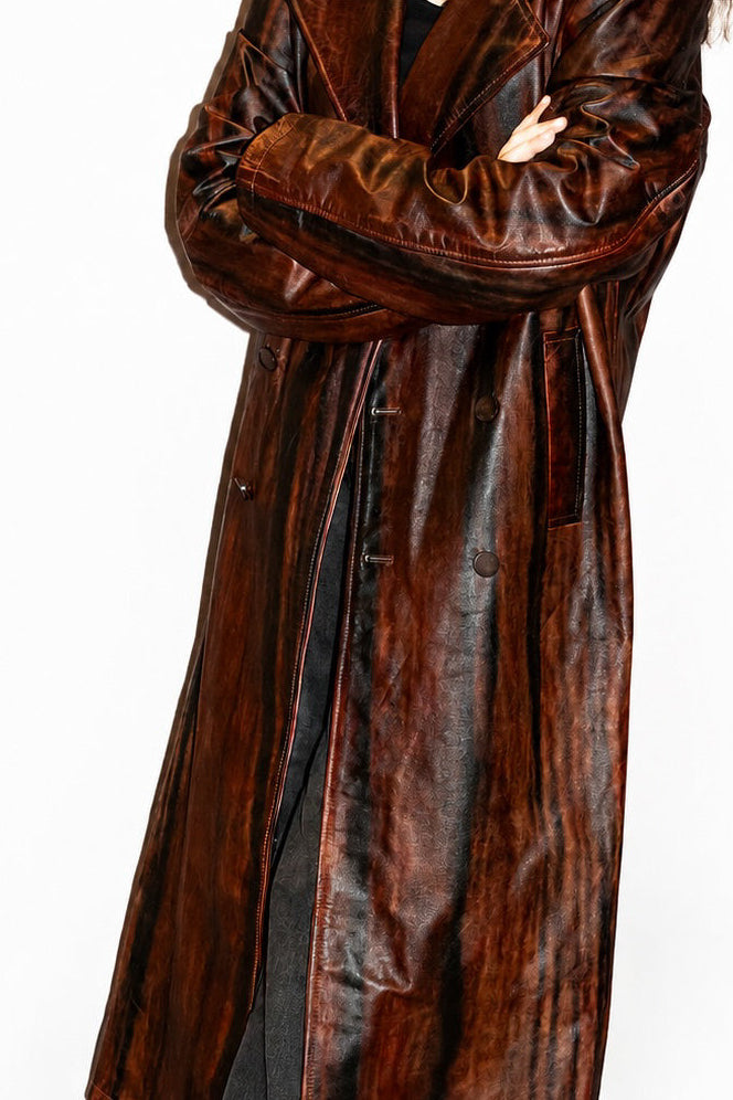 Woodgrain Leather Coat