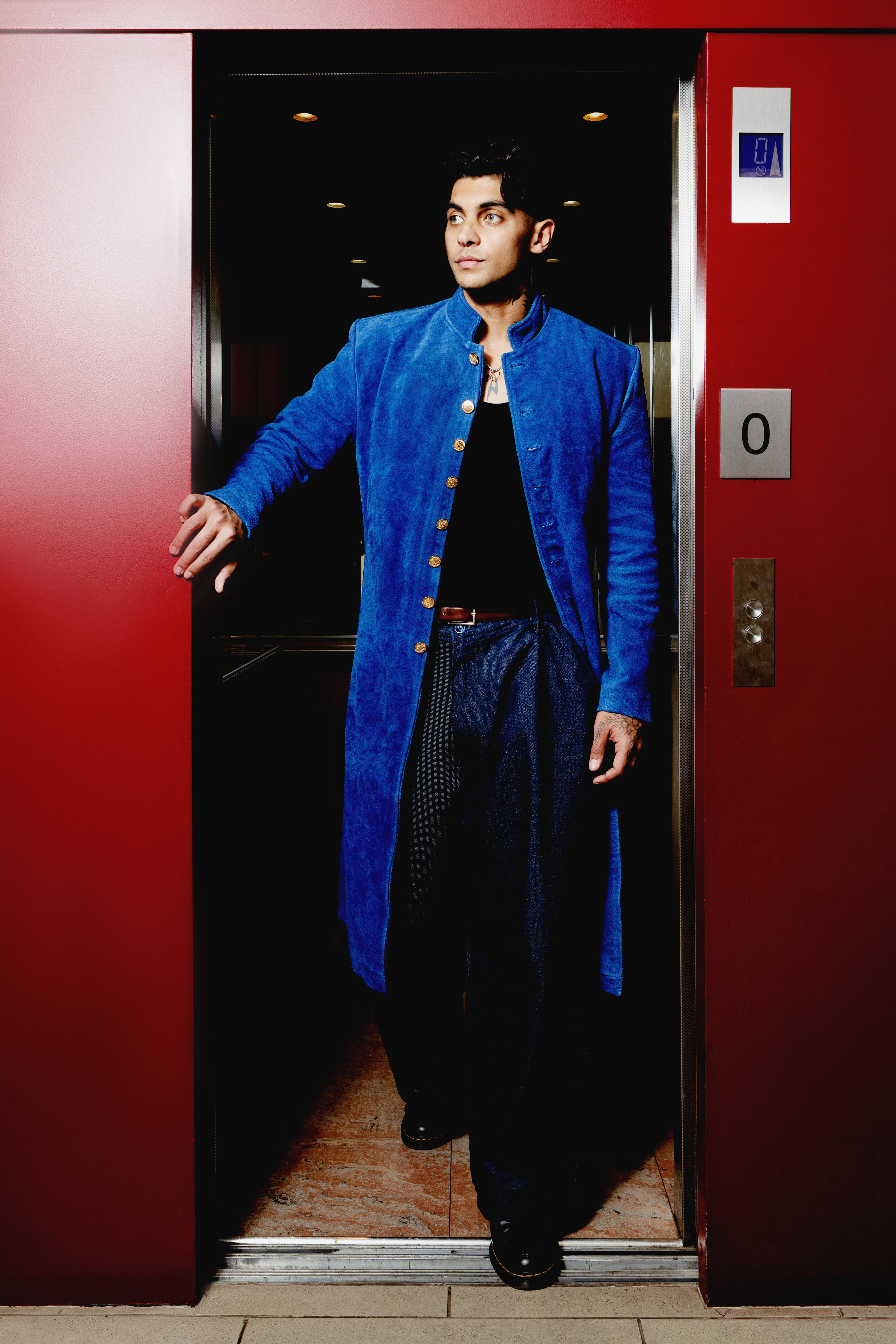 Suede Long Coat, Sapphire