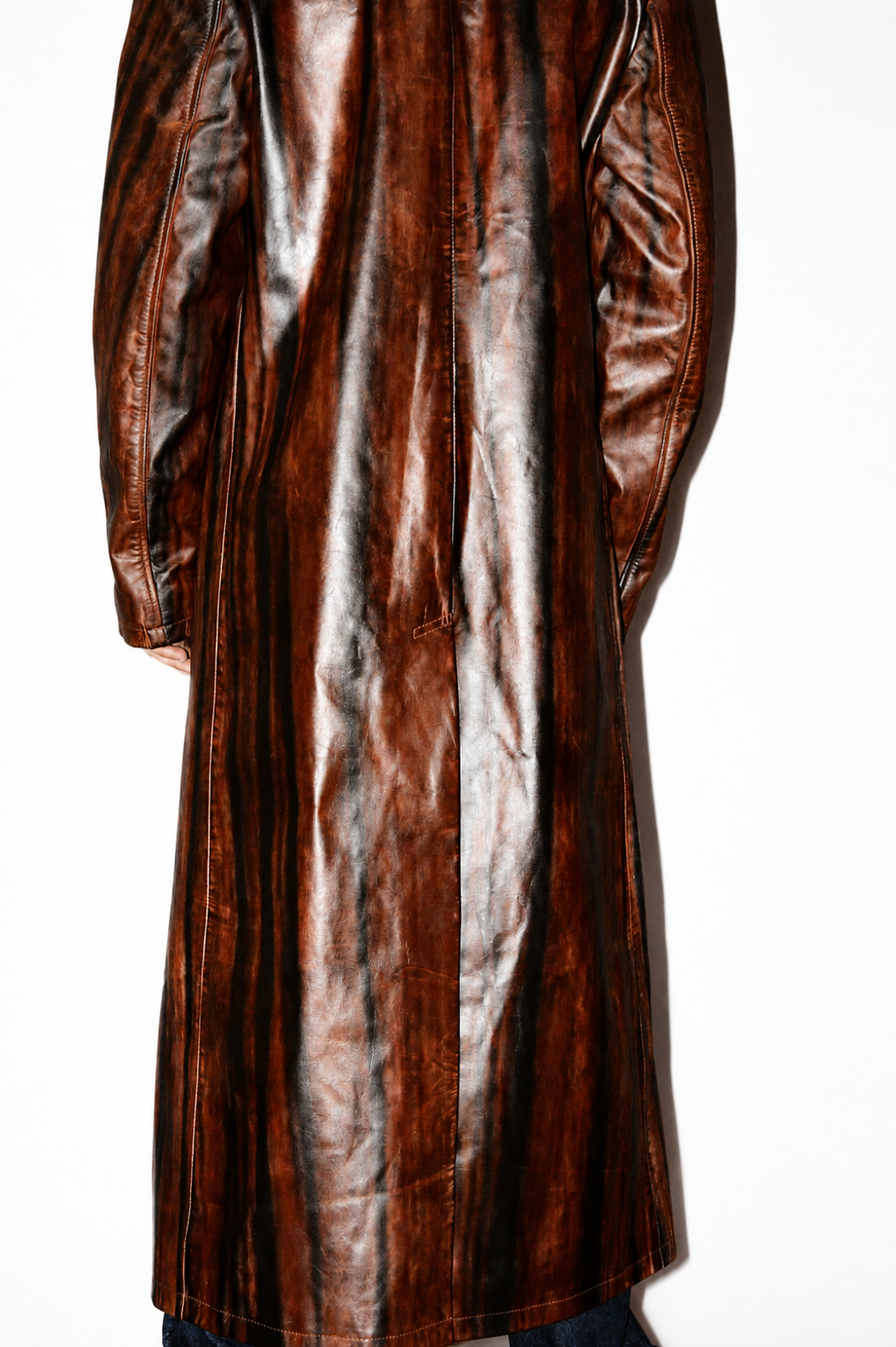Woodgrain Leather Coat