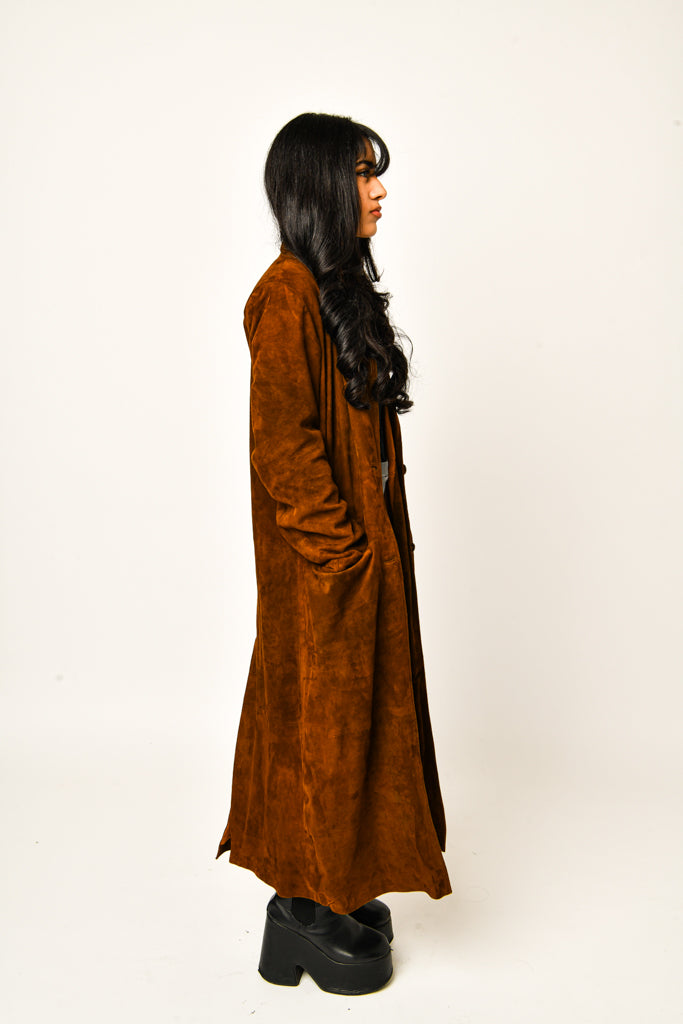 Suede Brown Long Coat