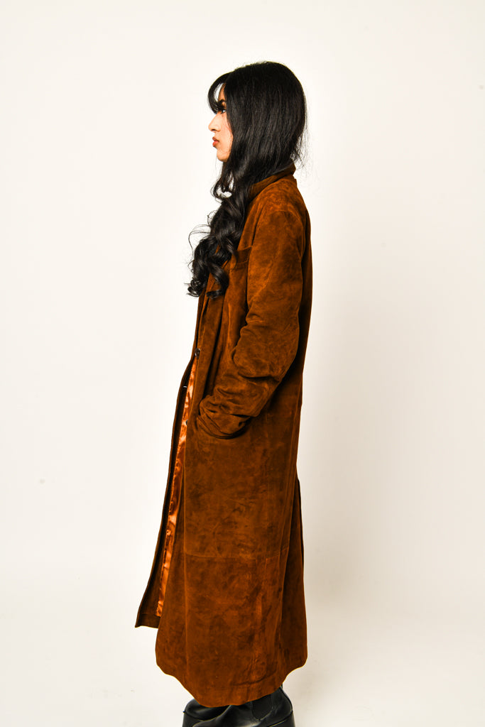 Suede Brown Long Coat