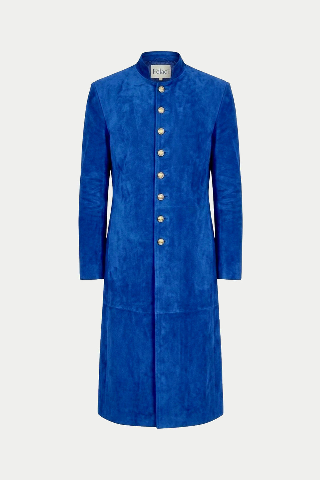 Suede Long Coat, Sapphire