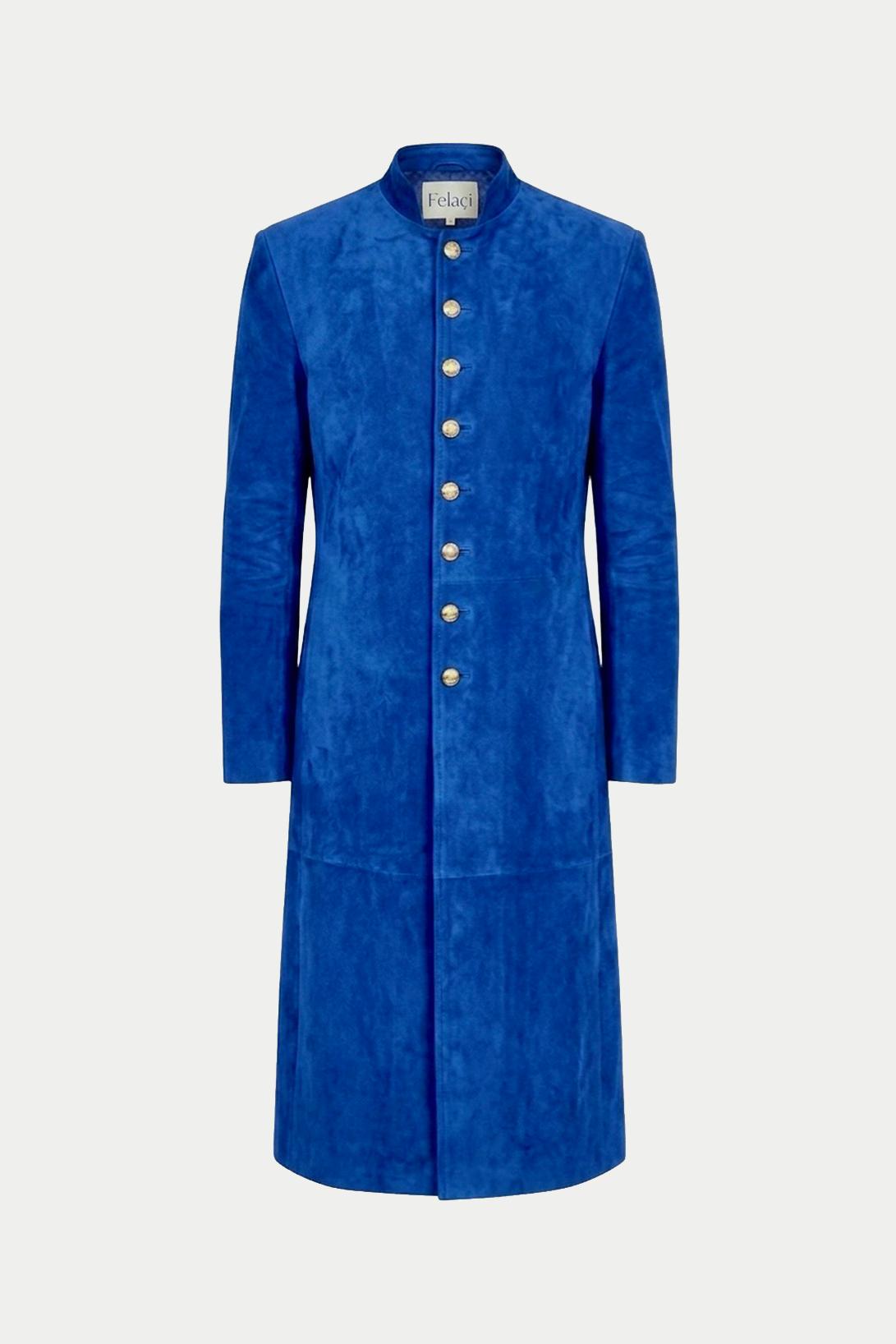 Suede Long Coat, Sapphire